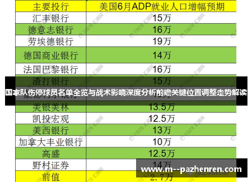 国家队伤停球员名单全览与战术影响深度分析前瞻关键位置调整走势解读